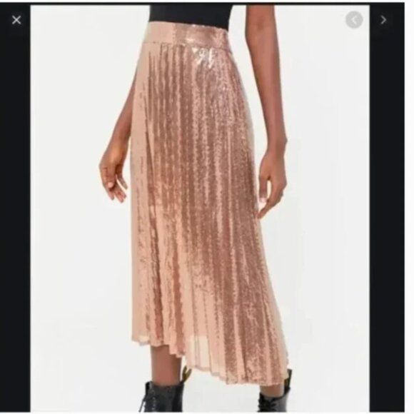 ⭐️ UO Emilia Sequin Midi Sequined Boho Peasant Hipster Hippie Art Pleated Skirt - Picture 3 of 4